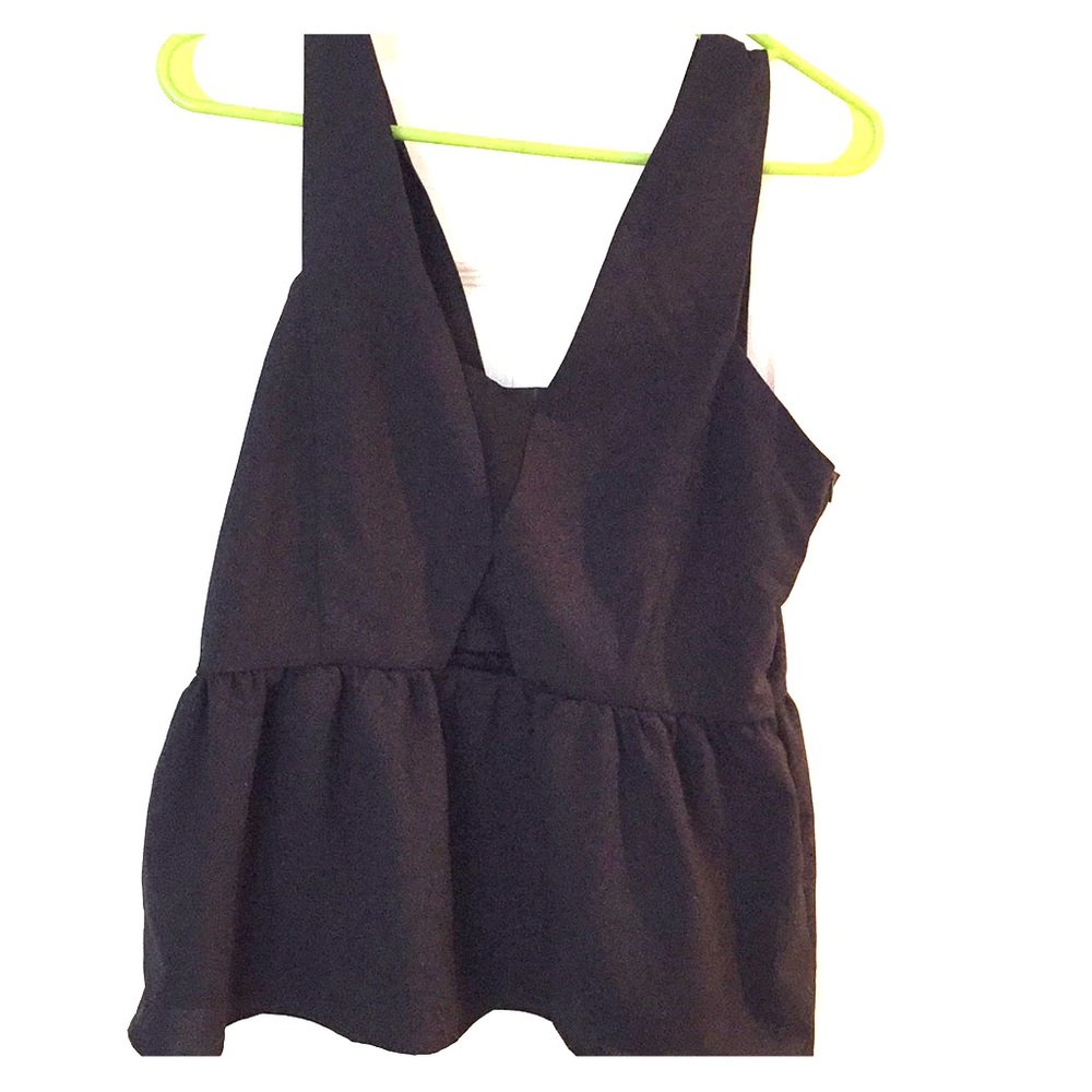 Tobi black tank with cutout triangle